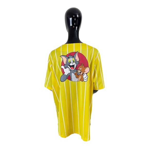 Tom And Jerry Yellow Gold Graphic Baseball Jersey Womens 3X - Picture 7 of 9